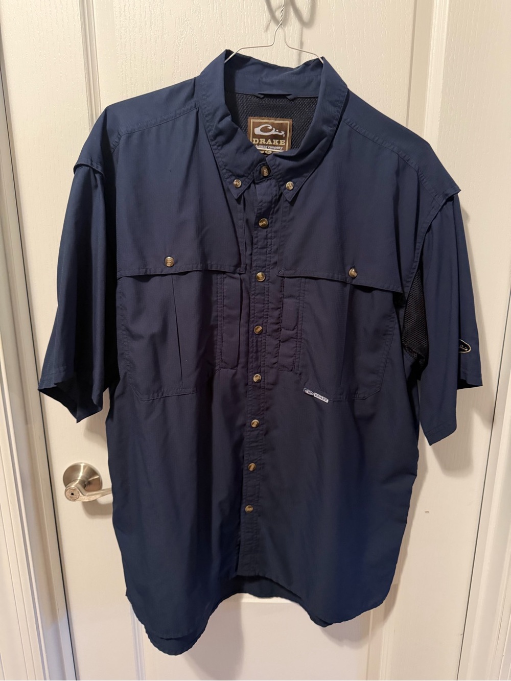 Drake Navy Short-Sleeve Outdoor Button-Down Shirt